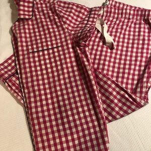 Pre-Loved J Crew Short Sleeve Factory Cotton Pajama Set W/Cropped Pants  W/L